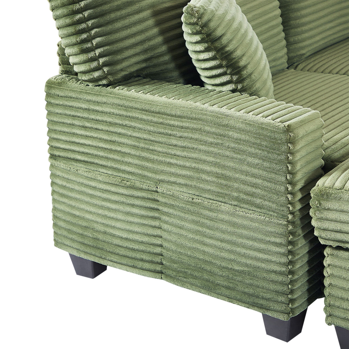 Upholstered U-Shaped Sectional Sofa With Movable Ottoman And Side Storage Pockets