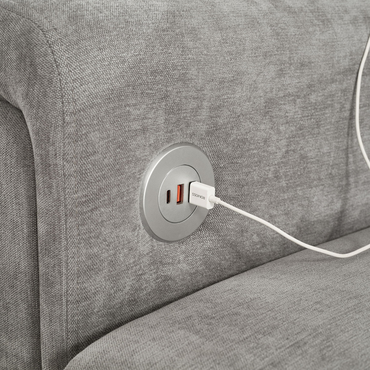 Modular Sectional Sofa With Movable Ottomans, USB Ports & Side Tables