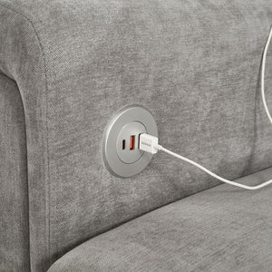Modular Sectional Sofa With Movable Ottomans, USB Ports & Side Tables