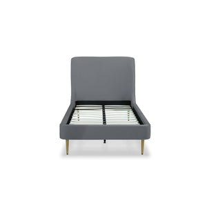 Mid-Century Modern Upholstered Bed With Curved Headboard