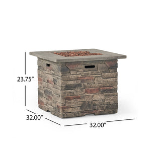 Classic Design Square Fire Pit With Top And 40, 000 Btu Heat Output - Stone Gray - Best Buy Furniture