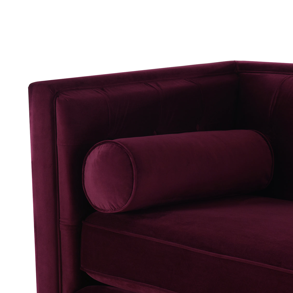 Jack 84" Modern Tuxedo Tufted Sofa, Burgundy Velvet