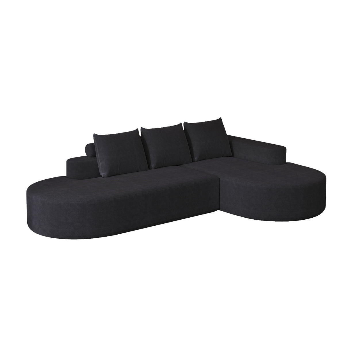 Modern Curved Sofa, L-Shaped Modular Sectional Set With 3 Pillows