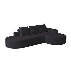 Modern Curved Sofa, L-Shaped Modular Sectional Set With 3 Pillows