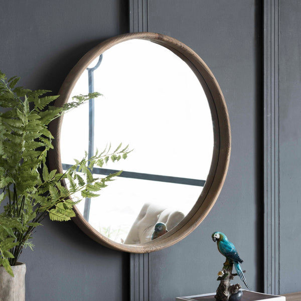 Round Wood Mirror, Wall Mounted Mirror Home Decor For Bathroom Living Room