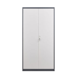 Wardrobe With Hanging Rod And Compartments, Lockable Closet With Locks & Keys For Bedroom - Gray