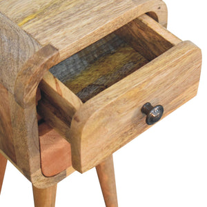 Solid Wood Extra Mini Curved Oak Bedside Table