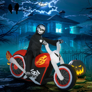 HOMCOM 6' Halloween Inflatable Grim Ghost Biker