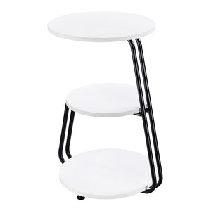 Dixon - 3 Tier Round Accent Side Table With Slim Legs - White / Black