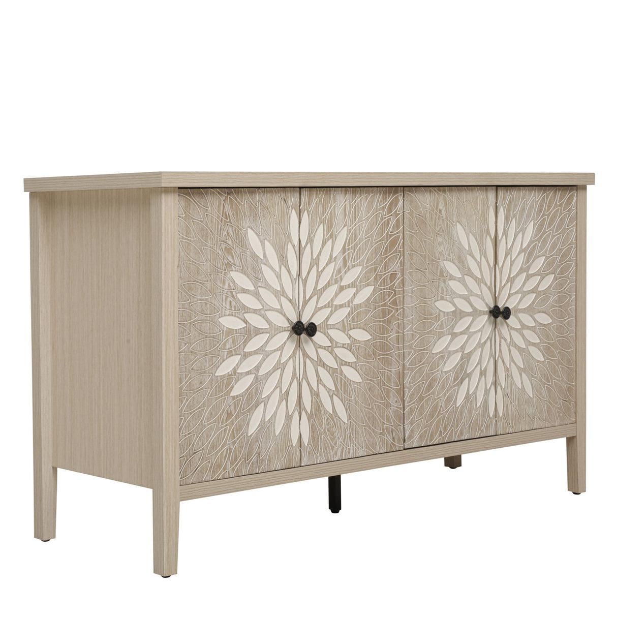 Modern Storage Cabinet With 4 Doors & Adjustable Shelves