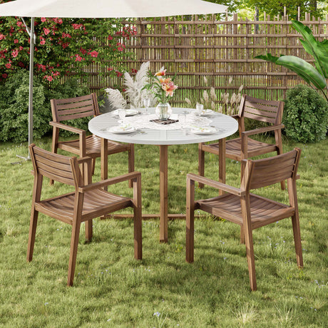 U_STYLE 5-Piece Outdoor Dining Set with Acacia Wood Chairs