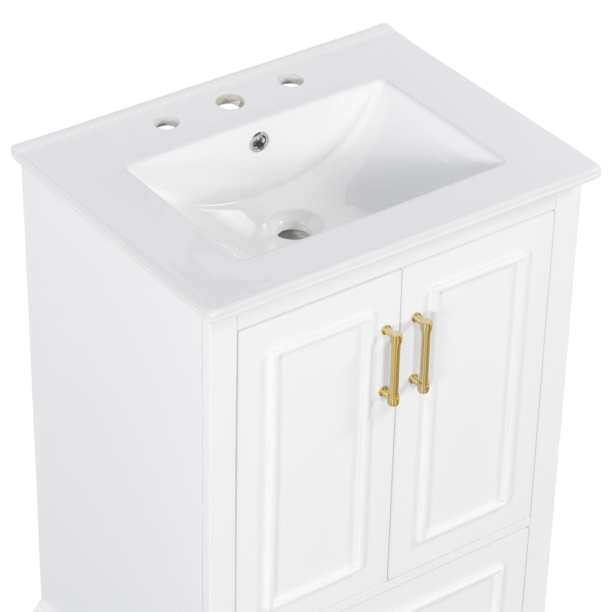 Bathroom Vanity With Sink, 1 Divided Drawer And 2 Soft Close Doors With Double Shelf