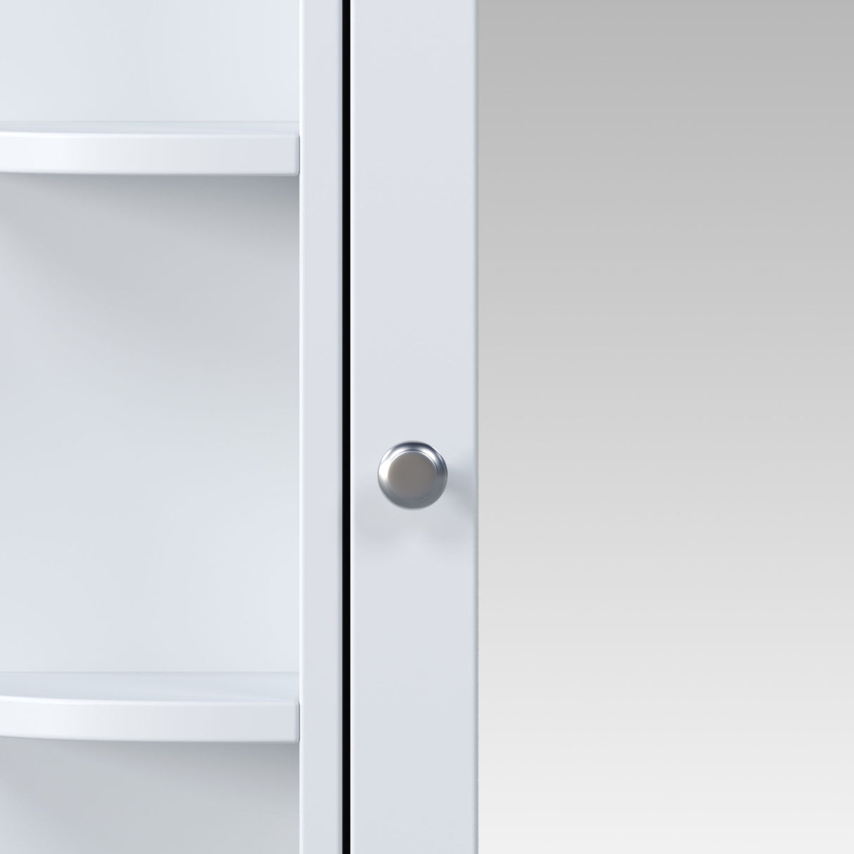 Bathroom Wall Storage Cabinet With Mirror And Adjustable Shelf, 6 Open Shelves
