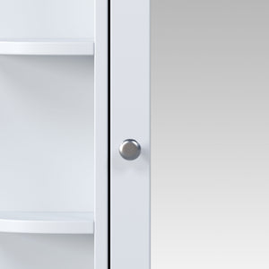 Bathroom Wall Storage Cabinet With Mirror And Adjustable Shelf, 6 Open Shelves