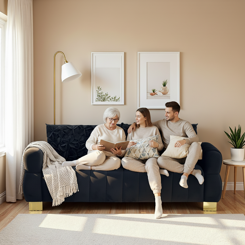 FX-P56-BKH Velvet Sofa