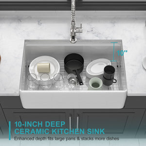 Kitchen Sink Workstation 33" Single Bowl Sink With Work Surface - White
