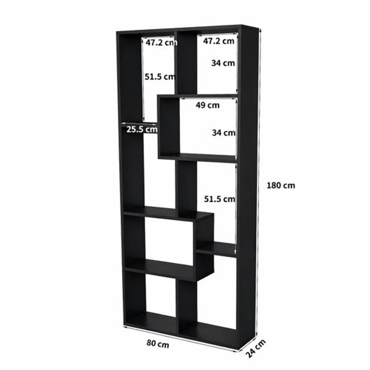 Asymmetrical Display Shelf & Bookcase, 5 Tier