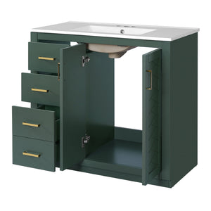 Bathroom Vanity With Sink Combo, Storage Cabinet, Freestanding Set With 3 Drawers & Soft Closing Doors