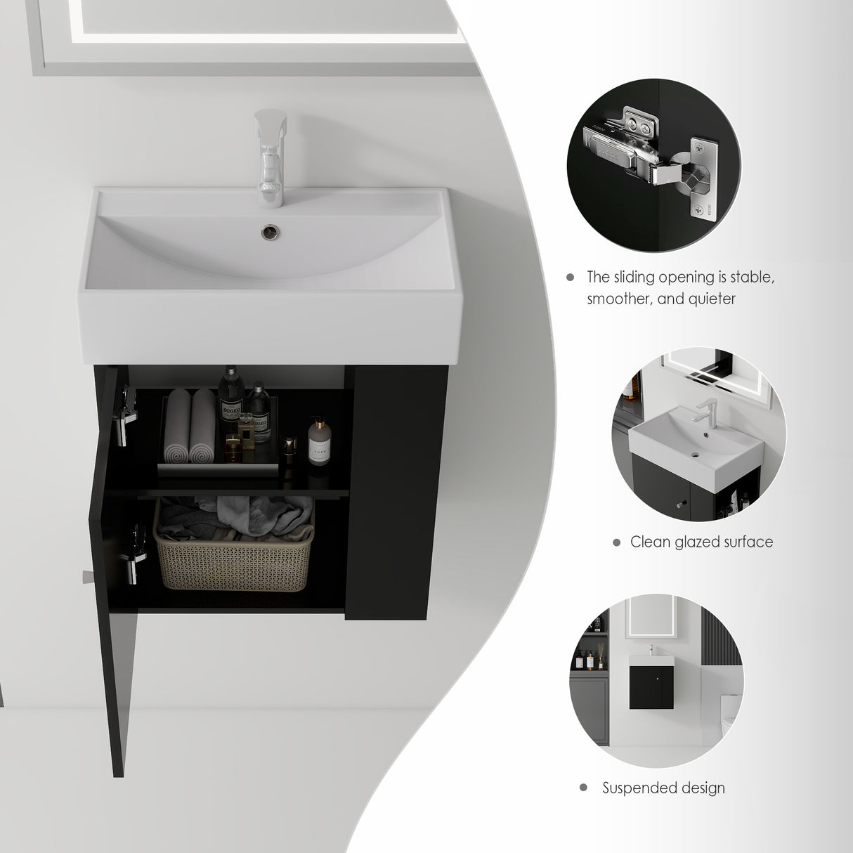 21.6 Inch Floating Bathroom Vanity with Sink