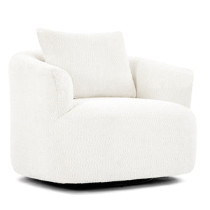 360° Swivel Barrel Sofa Chair With Throw Pillow, Upholstered Accent Chair