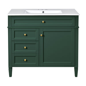 Bathroom Vanity With Mirror Cabinet, Single Sink With 2 Soft Closing Doors And 4 Drawers