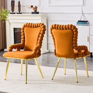 Puffy Bubble, Ball Chain Chair With Armrests For Dining Room (Set of 2)