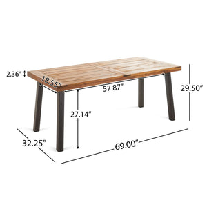 Della - Modern Industrial Dining Table With Acacia Wood Top - Teak - Best Buy Furniture