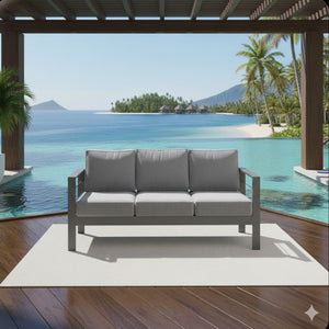 All-Weather Patio Sofa With Cushions, 3 Seat Outdoor Couch