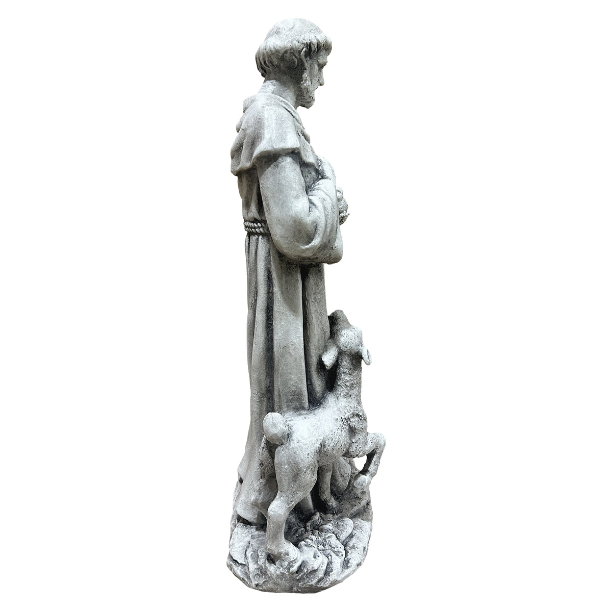 Magnesium Oxide Saint Statue With Lamb Weatherproof Religious Sculpture