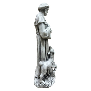 Magnesium Oxide Saint Statue With Lamb Weatherproof Religious Sculpture