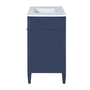 Bathroom Vanity With Mirror Cabinet, Single Sink With 2 Soft Closing Doors And 4 Drawers