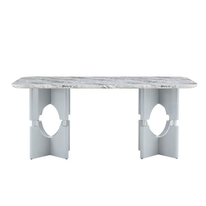 Modern Dining Table With Sleek Hollow-Out Frame And Accents