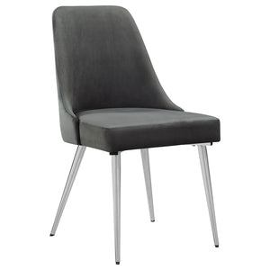 Padded Side Chair Of 2) With Upholstered Seat And Polished - Gray