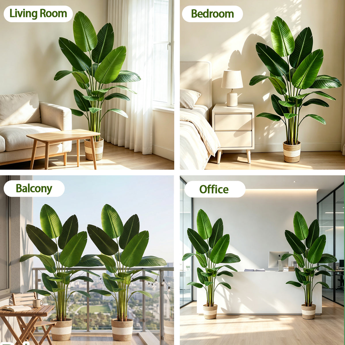 Bird of Paradise Artificial Plant 6 ft Tall Faux Banana Leaf Tree