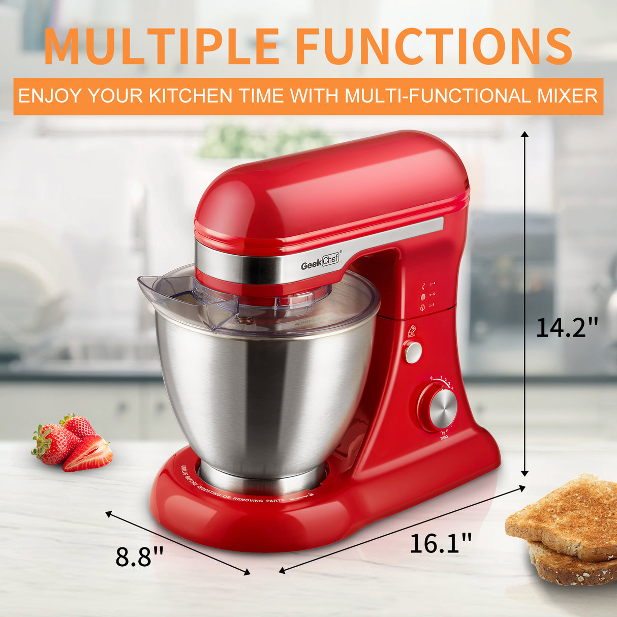 Geek Chef Electric Stand Mixer, 4.8QT, 12 Speeds Tilt-Head