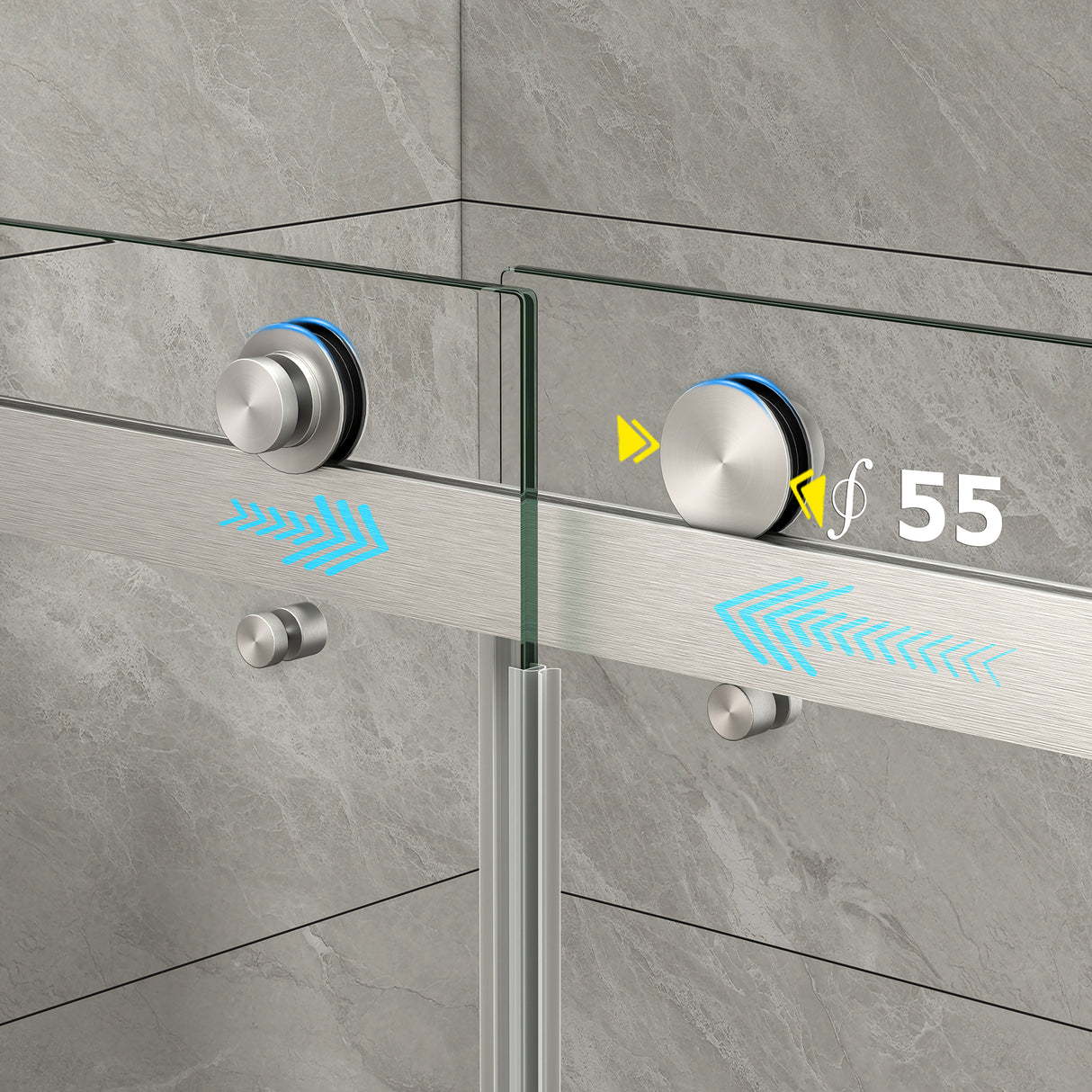 43"-48" W x 76" H Brushed Nickel Reversible Double Bypass Sliding Shower Door