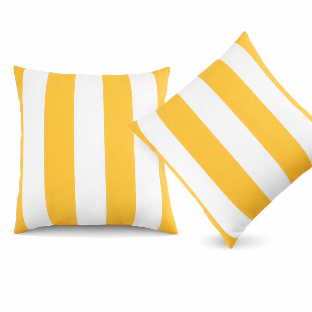 6 Pack Outdoor/Indoor Throw Pillows with Inserts - Yellow/White Striped