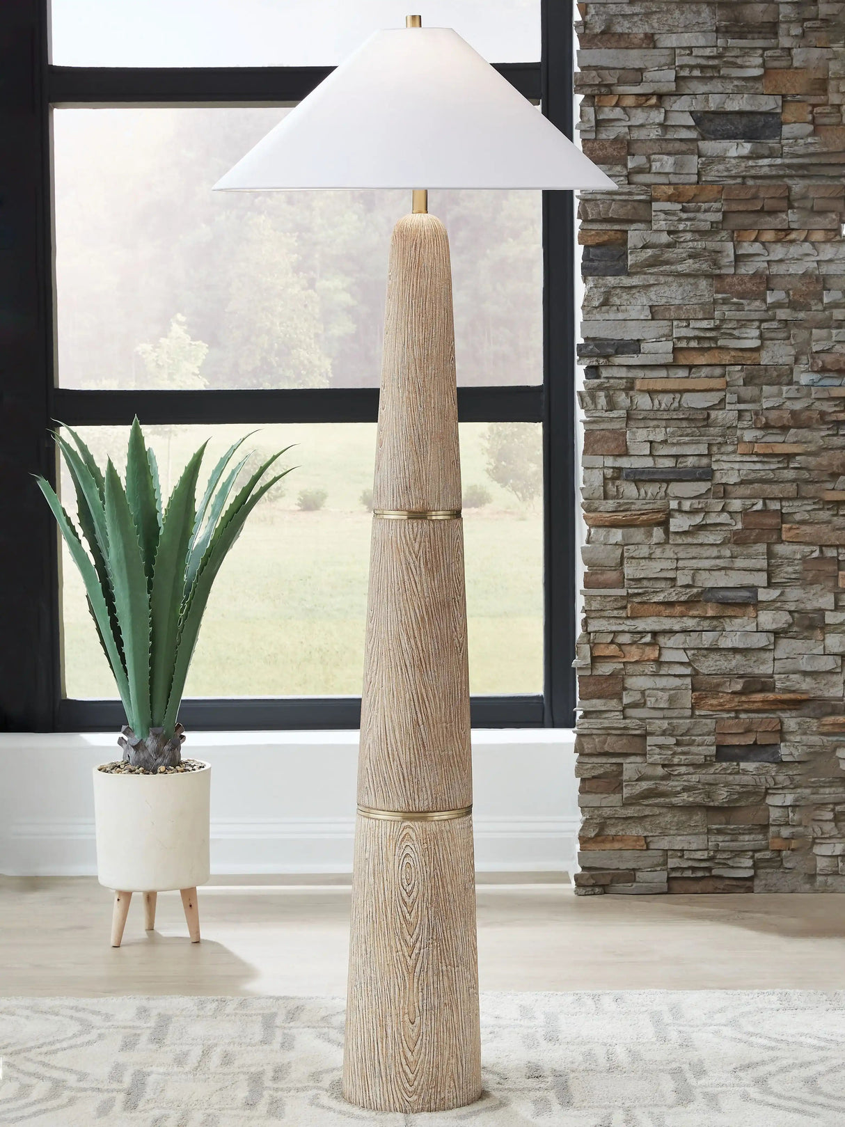 Gasparleigh - Poly Floor Lamp - Brown / Gold Finish - Best Buy Furniture