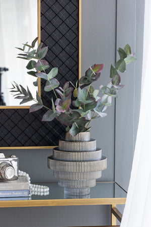 Multi-Tiered Geometric Vase with Smoked Glass Finish