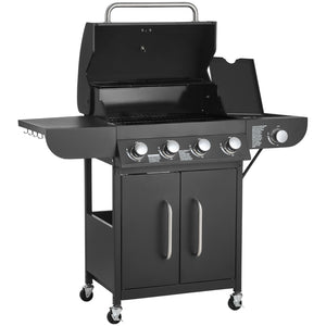 Gas Grill, 4 Burner Propane Gas Grill with Side Burner