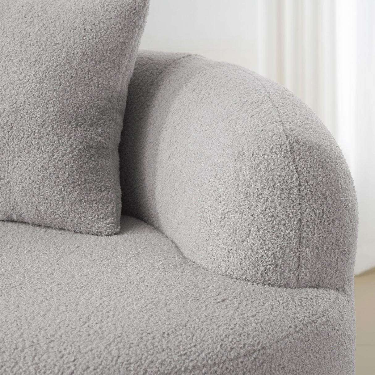 Curved Loveseat Sofa With Round Armrest