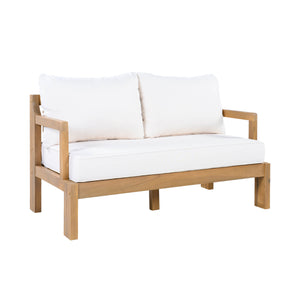 Outdoor 4-Seater Acacia Wood Patio Chat Set, Beige + Natural