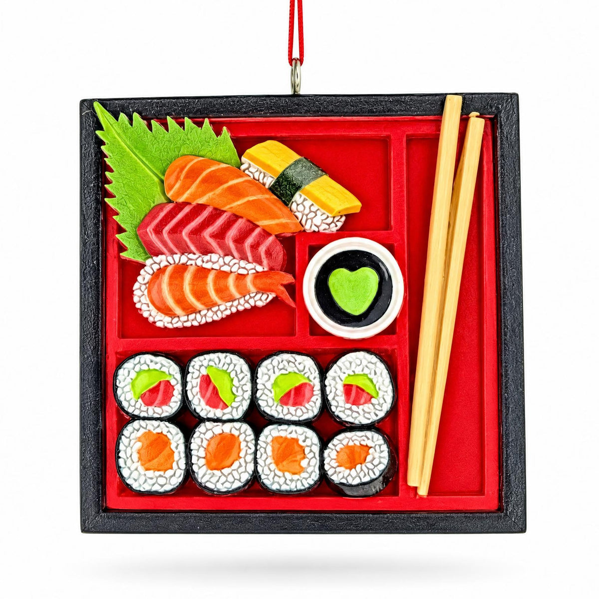 Japanese Sushi Bento Box With Chopsticks Resin Christmas Ornament