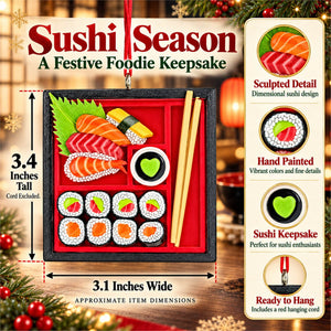 Japanese Sushi Bento Box With Chopsticks Resin Christmas Ornament