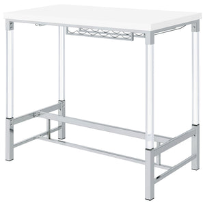Tonneson - Bar Table With Trestle Base And Wine Storage - White