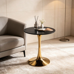 Mid-Century Black Marble Tulip Table