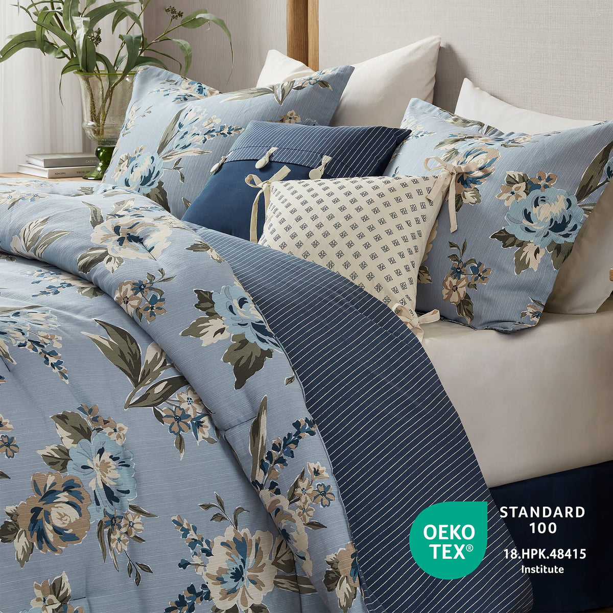 7PCS Cal King Vintage Floral Comforter Set