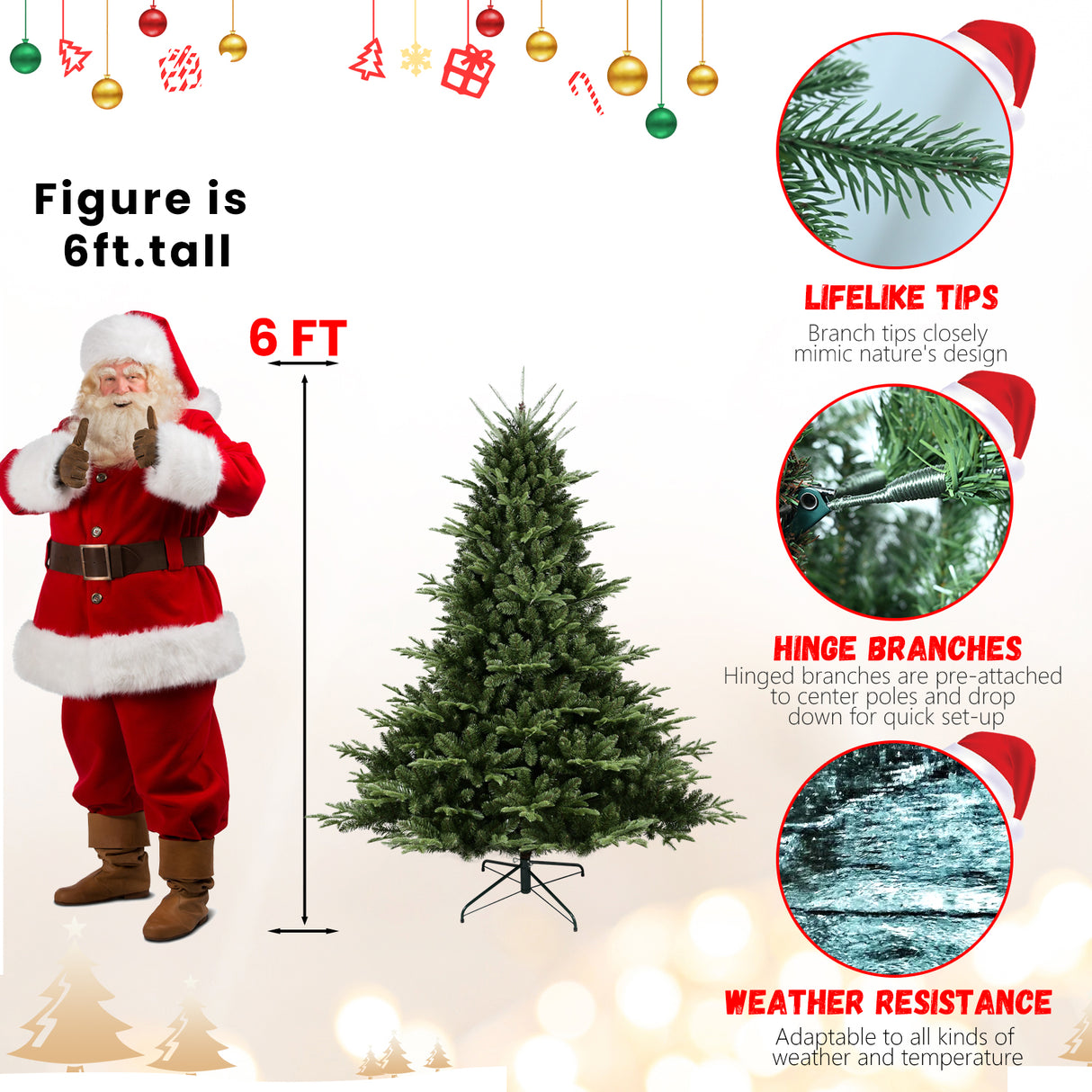 Full-Shaped 7.5FT Christmas Tree with 2441 Tips