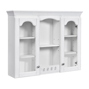 Wall-Mounted Medicine Cabinet With 2 Glass Doors, Adjustable Shelves - White