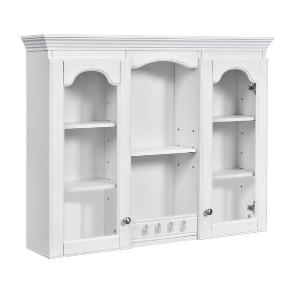Wall-Mounted Medicine Cabinet With 2 Glass Doors, Adjustable Shelves - White